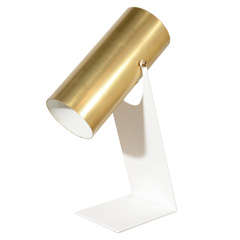 Sleek Brass & White Metal Desk Lamp